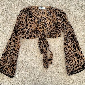 Tiger Mist Animal Print Bell Sleeve Blouse